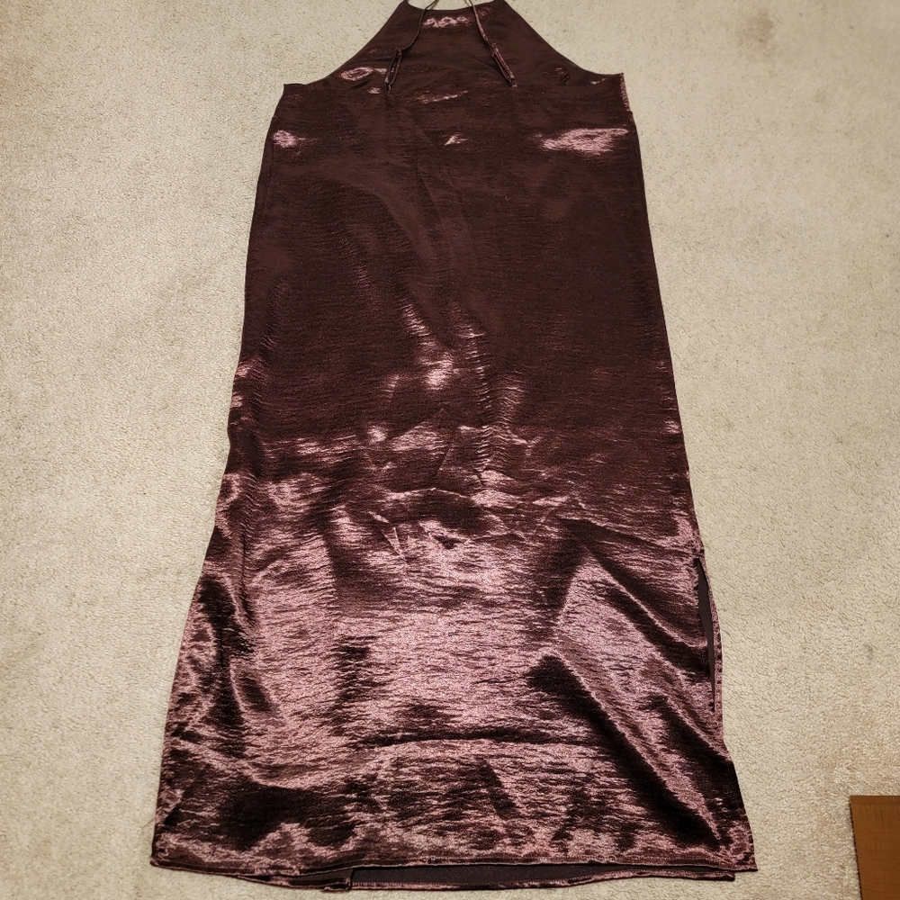 A New Day Dark Red Satin Sleeveless Midi Slip Dress Women's Size M NWT - Picture 2 of 5